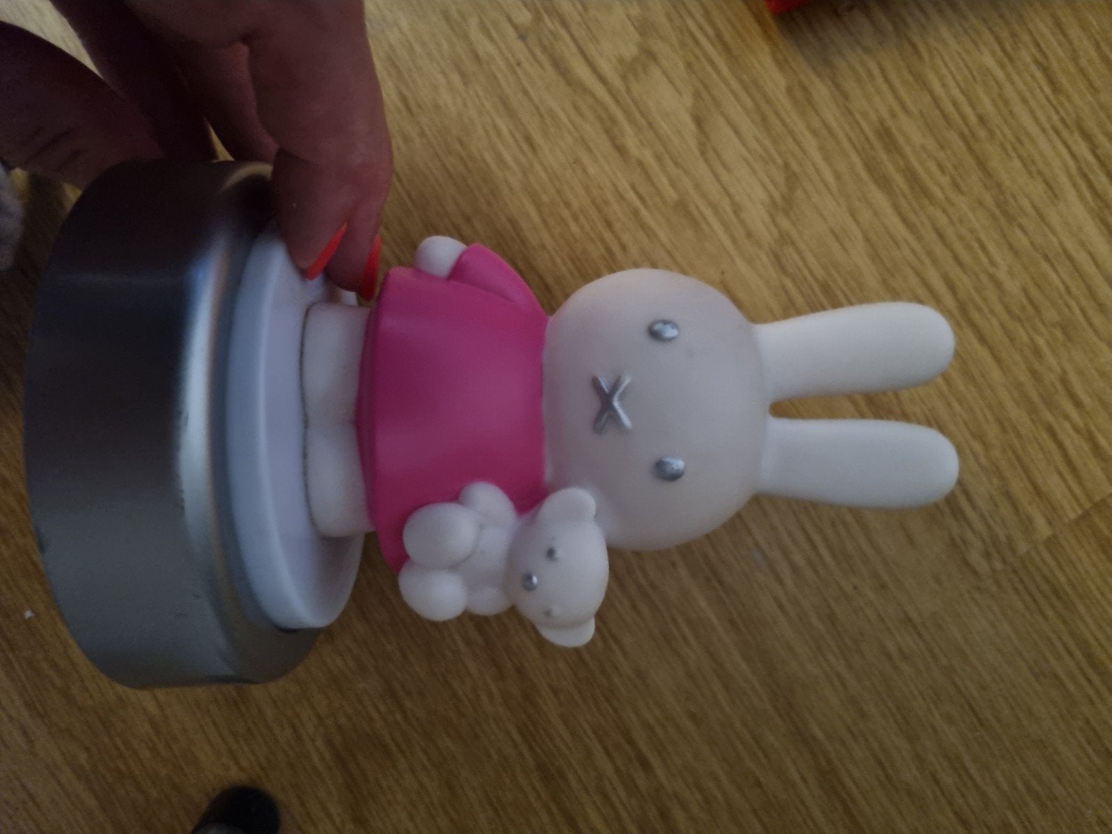 Nijntje lampje met roze jurk en beertje, Gebruikt, Kunststof, Ophalen of Verzenden, Modern