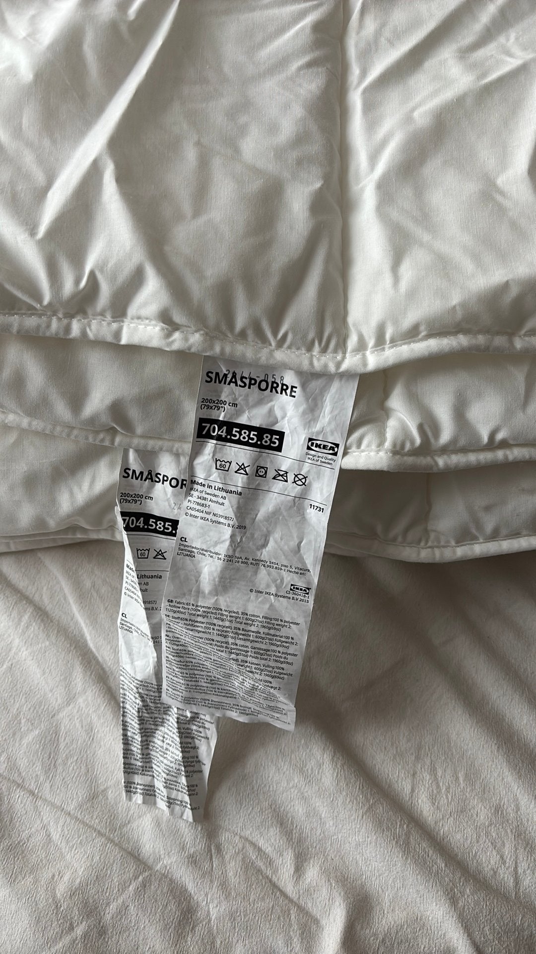 IKEA SMASPORRE 4 seizoenendekbed 200x200, Huis en Inrichting, Slaapkamer | Beddengoed, Wit, Tweepersoons, Ophalen of Verzenden