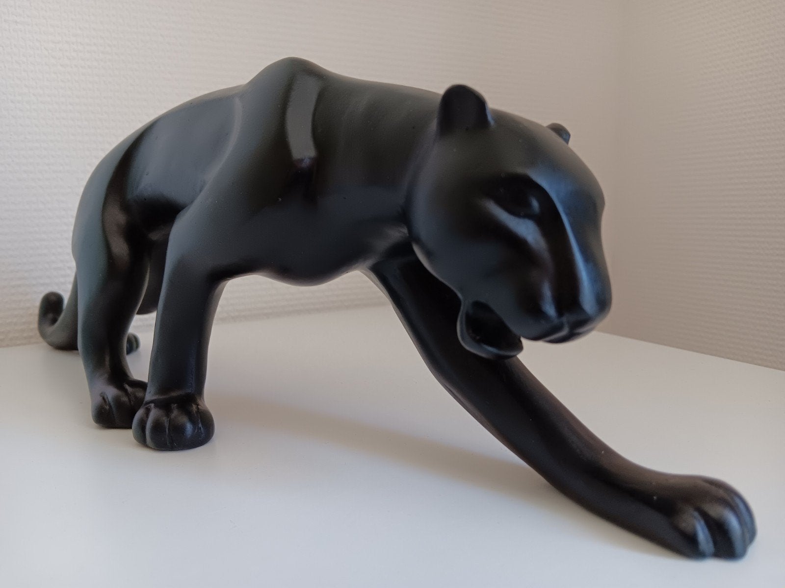 Art Deco Stijl Zwarte Panter Beeld, Ophalen of Verzenden, Zo goed als nieuw, Dier