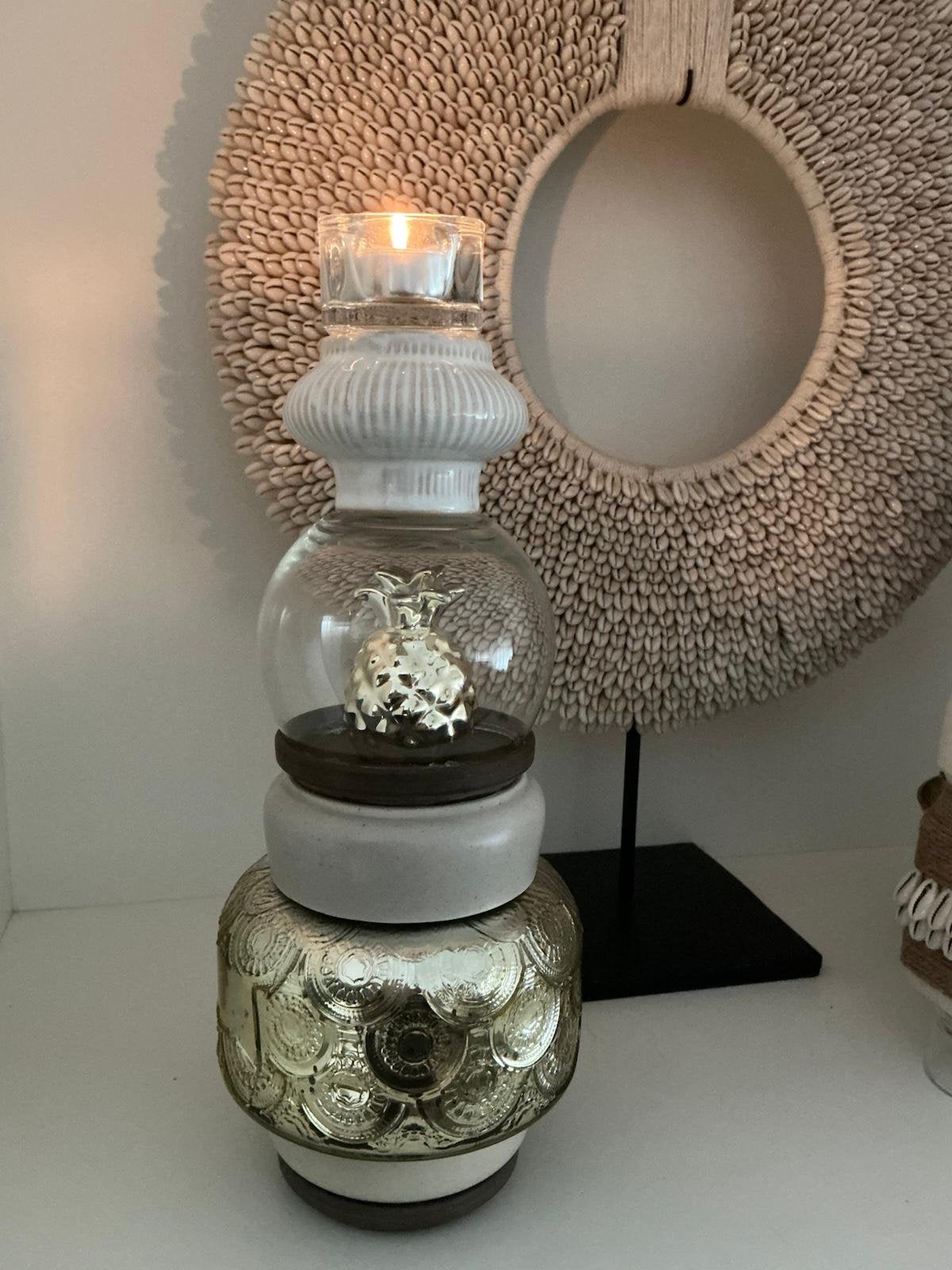 Zelfgemaakte luxe woondecoratie/ kandelaar, Ophalen, Zo goed als nieuw