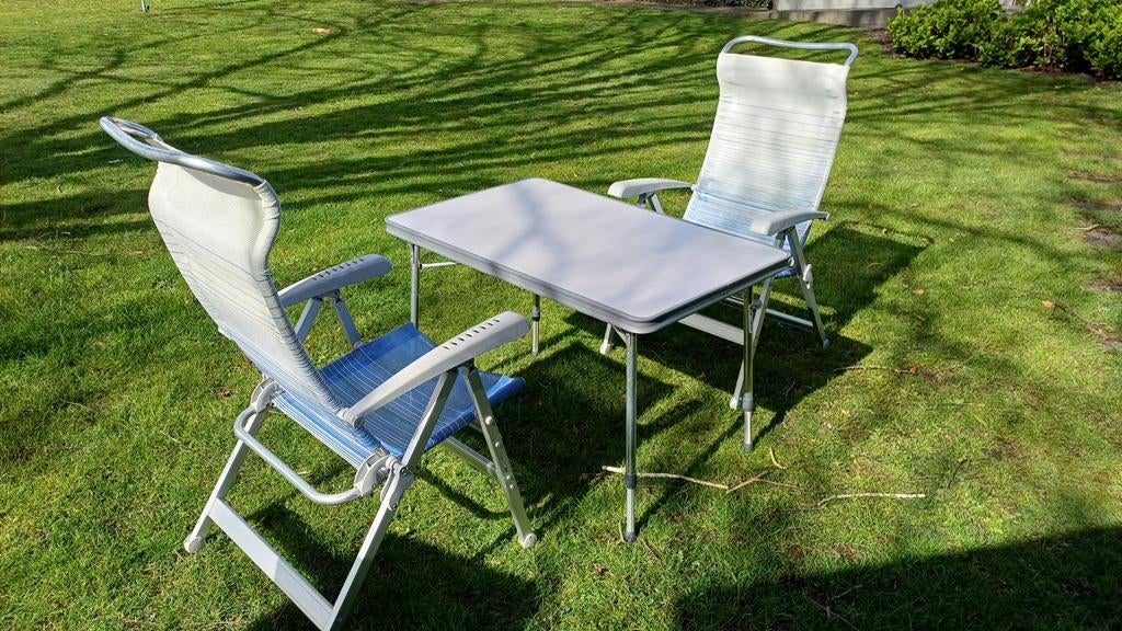 Dukdalf stoelen met crespo tafel, Caravans en Kamperen, Ophalen, Campingstoel
