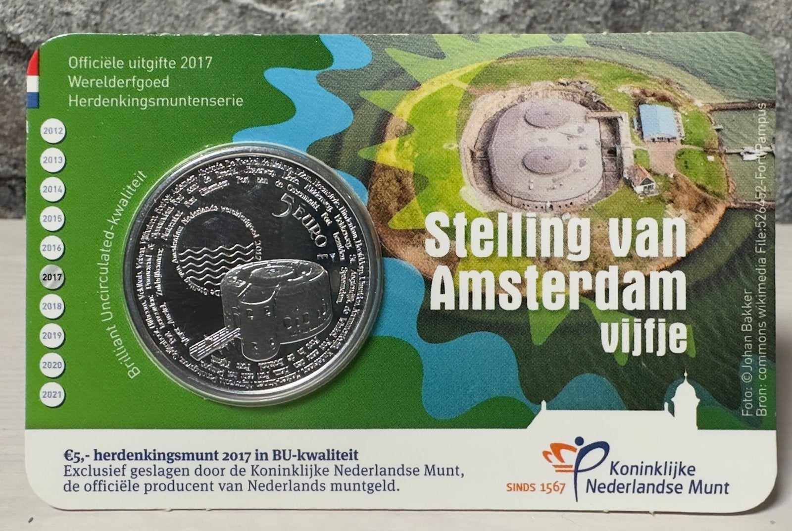 Stelling van Amsterdam vijfje BU Coincard, Ophalen of Verzenden, Koningin Beatrix, Euro's
