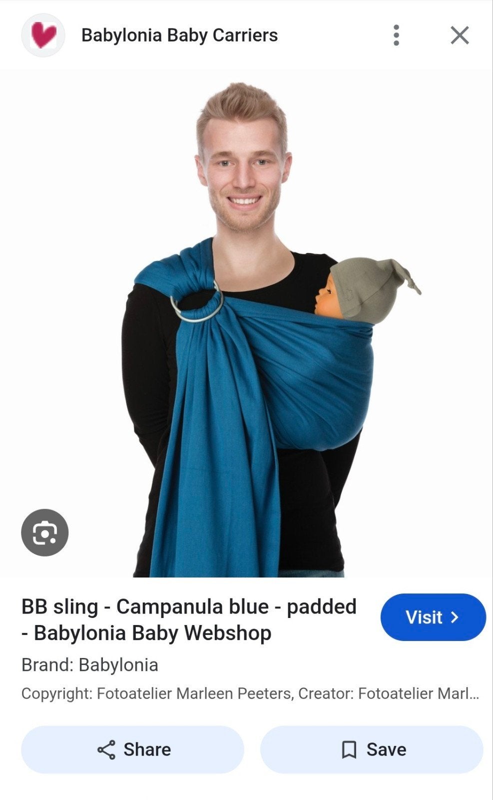 Babylonia BB-Sling draagdoek - Campanula blauw, Kinderen en Baby's, Babydragers en Draagdoeken, Ophalen, Zo goed als nieuw, Draagdoek