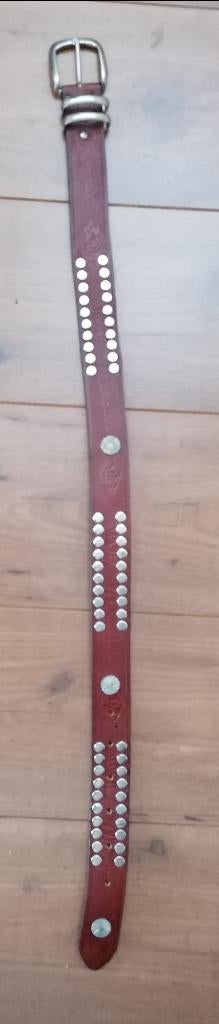 TRENDY cognackleur leren riem met studs 80cm, 3 tot 5 cm, Echt leder, Tailleriem, Ophalen of Verzenden