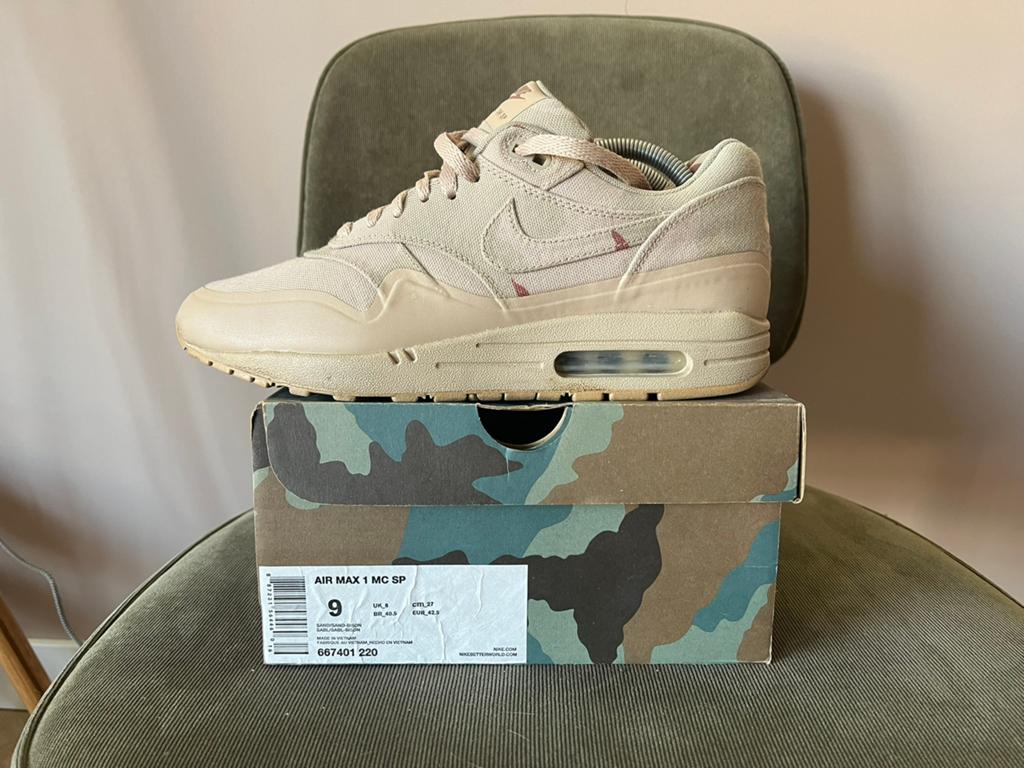 Nike Air Max 1 SP ‘USMC’ (pre-patch) EU42,5, Ophalen of Verzenden, Zo goed als nieuw, Overige kleuren