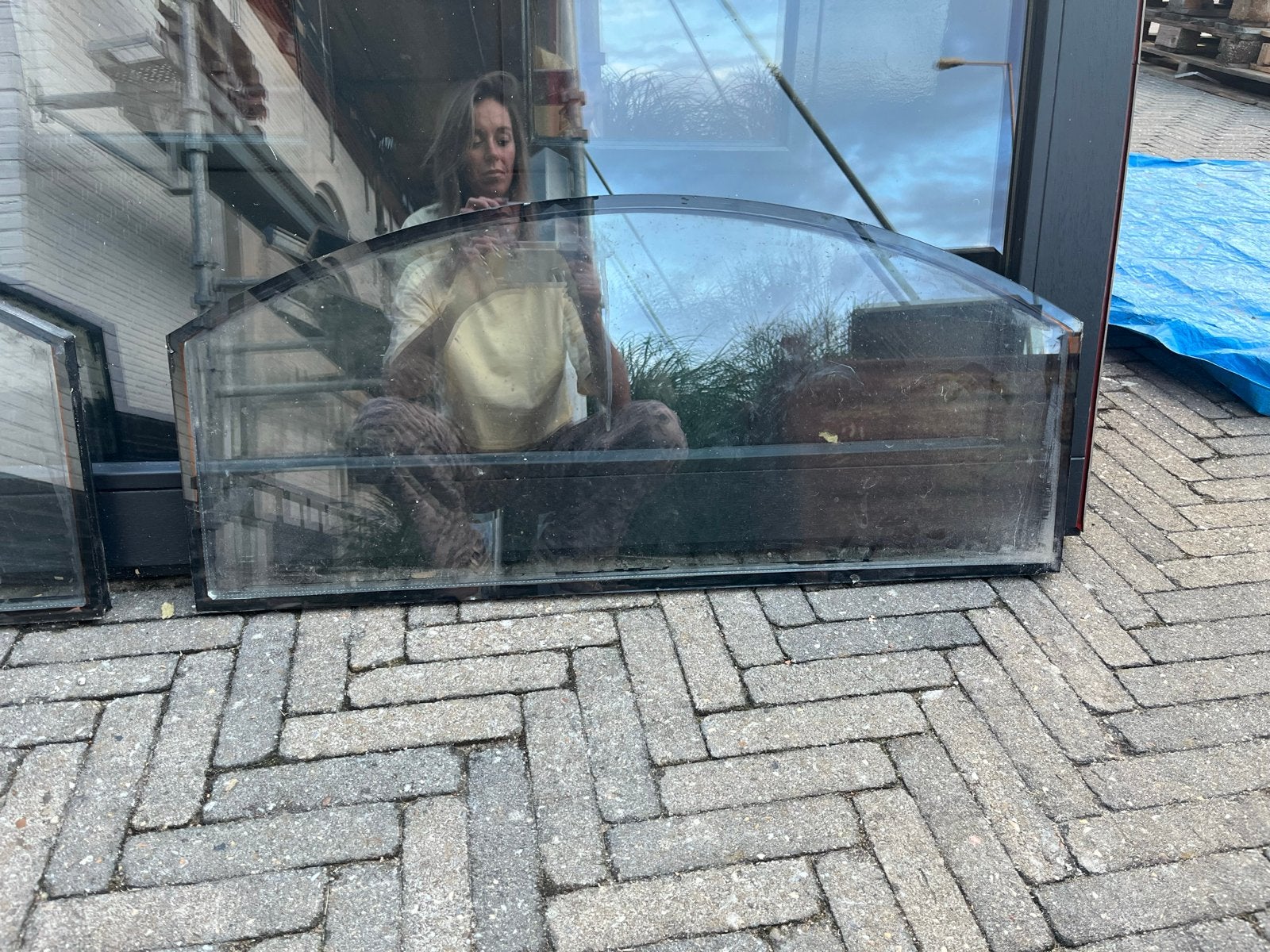 Glas voor lange ramen en boog ramen, Doe-het-zelf en Verbouw, Ophalen, Gebruikt, Gevelraam of Ruit, 160 cm of meer