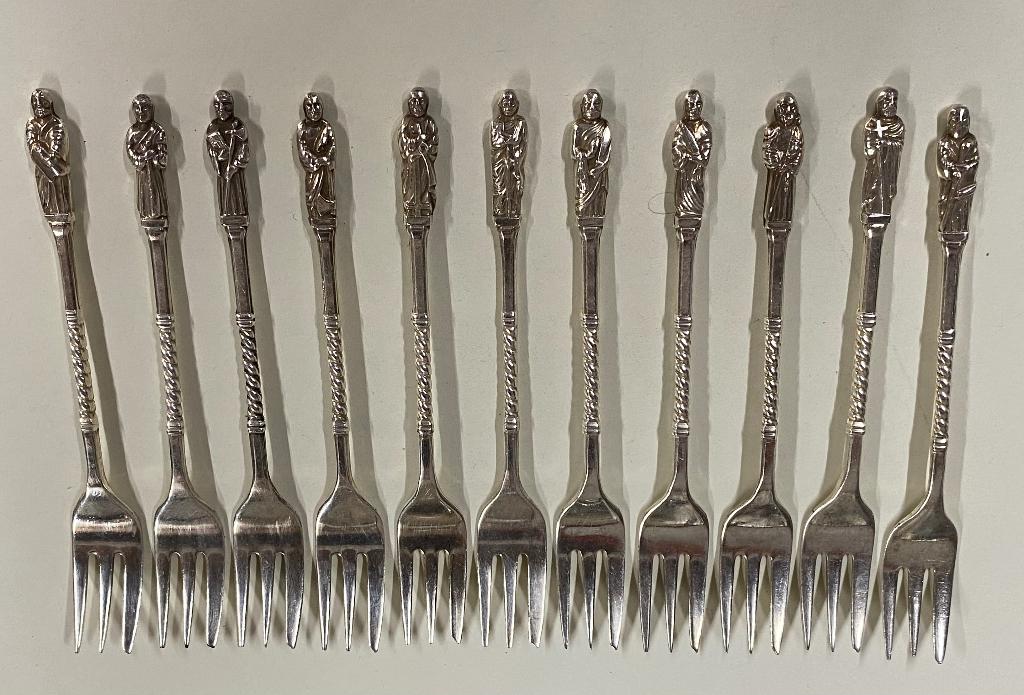 11 verzilverde Apostel vorkjes, Ophalen of Verzenden