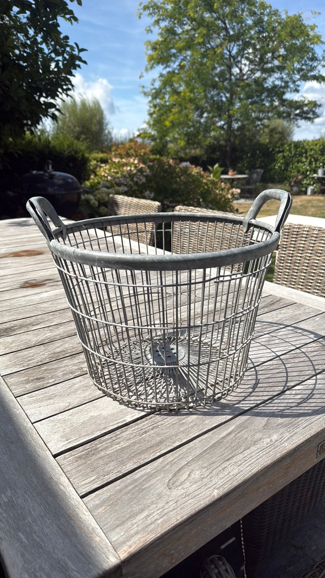 Brocante zinken oogstmand, mand, aardappelen, zink, Ophalen