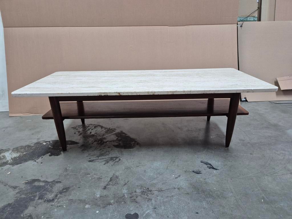 Vintage travertin salontafel, Ophalen of Verzenden