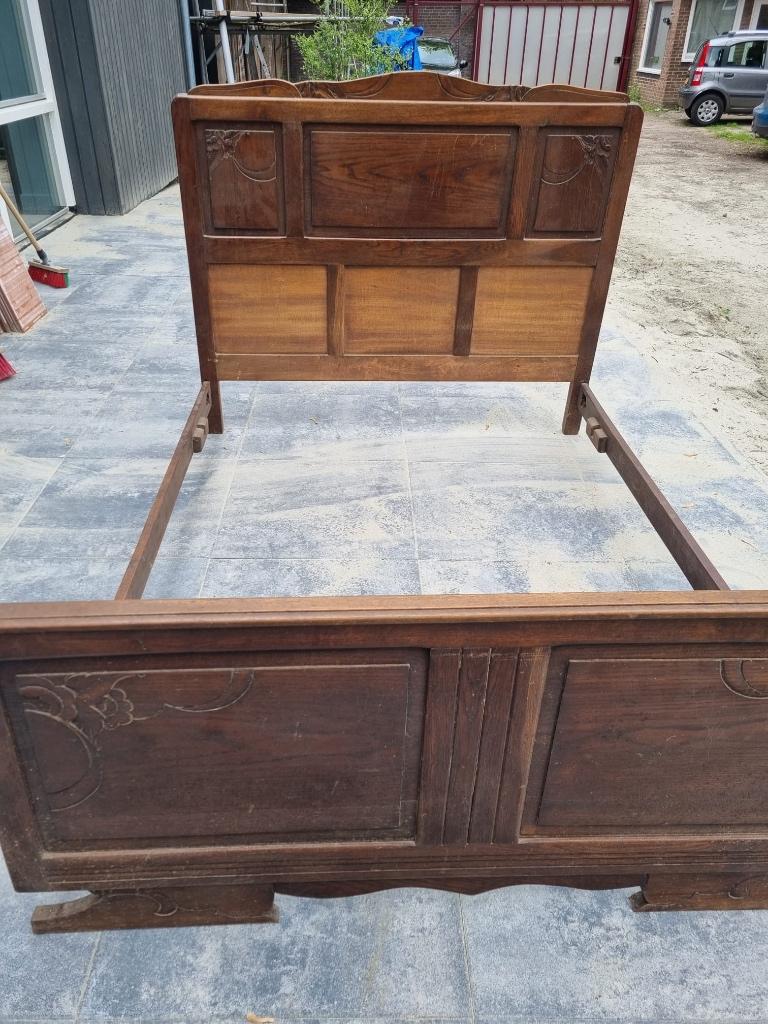 mooi oud Frans bed, Ophalen, Gebruikt, Eenpersoons, Bruin