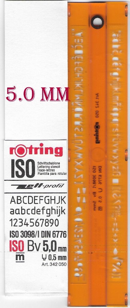 Lettersjabloon rotring 5.0X0.5Mm iso3098/1 din6776, Ophalen of Verzenden, Zo goed als nieuw, Overige typen