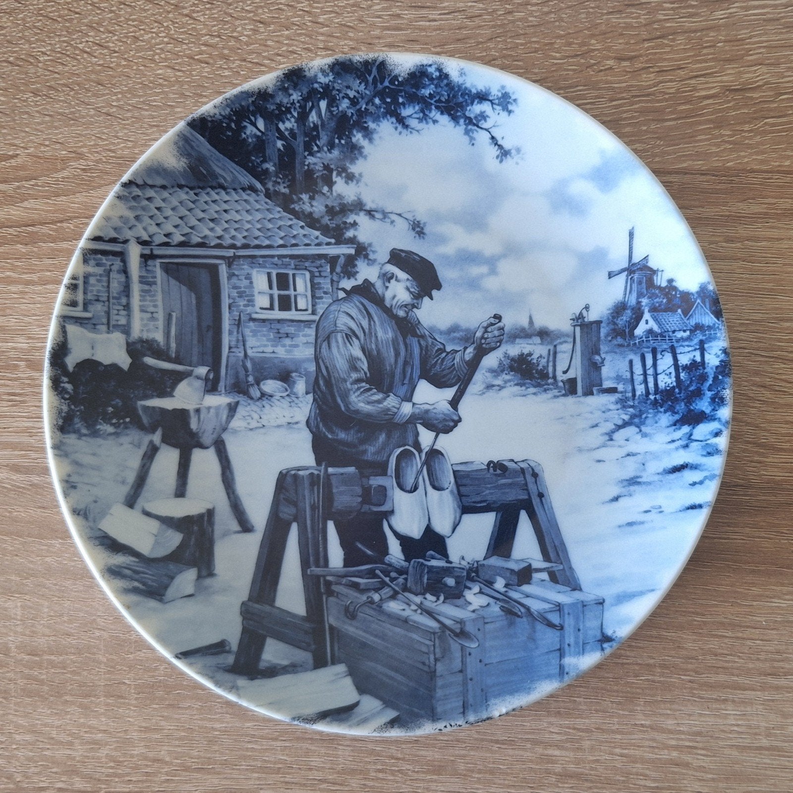 Delfts Blauw Wandbord Klompenmaker Ter Steege 1984, Ophalen of Verzenden