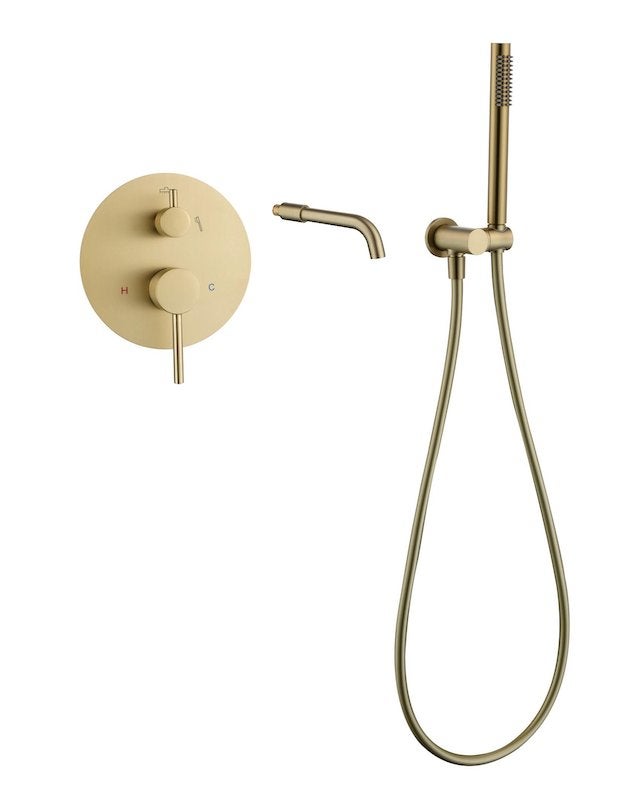 KORTING! Inbouw badkraan, goud, ronde afwerking, Haldur, Huis en Inrichting, Ophalen of Verzenden, Nieuw