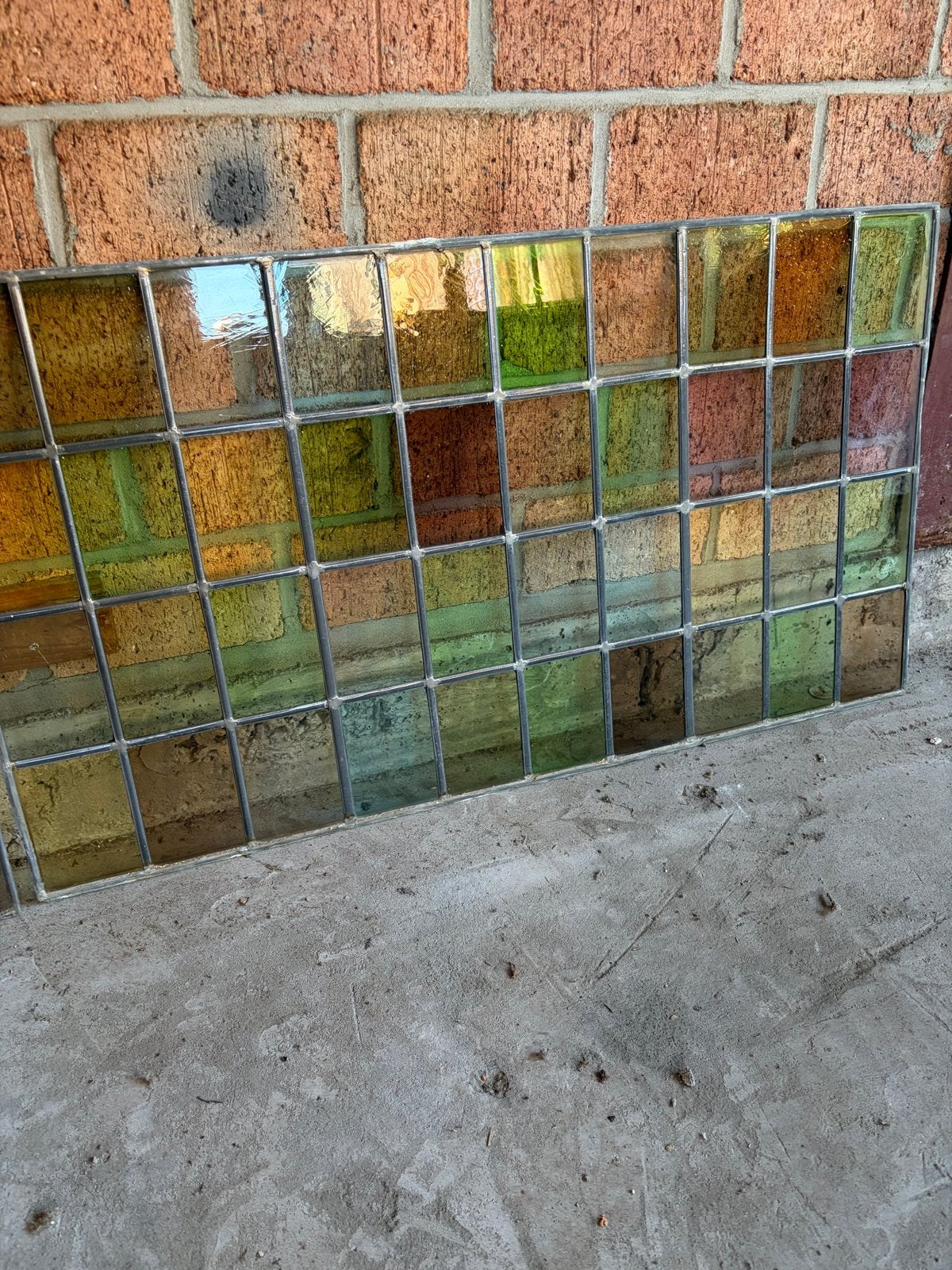 Glas in Lood Paneel - twee panelen, Ophalen, Gebruikt, Glasplaat, 120 tot 160 cm