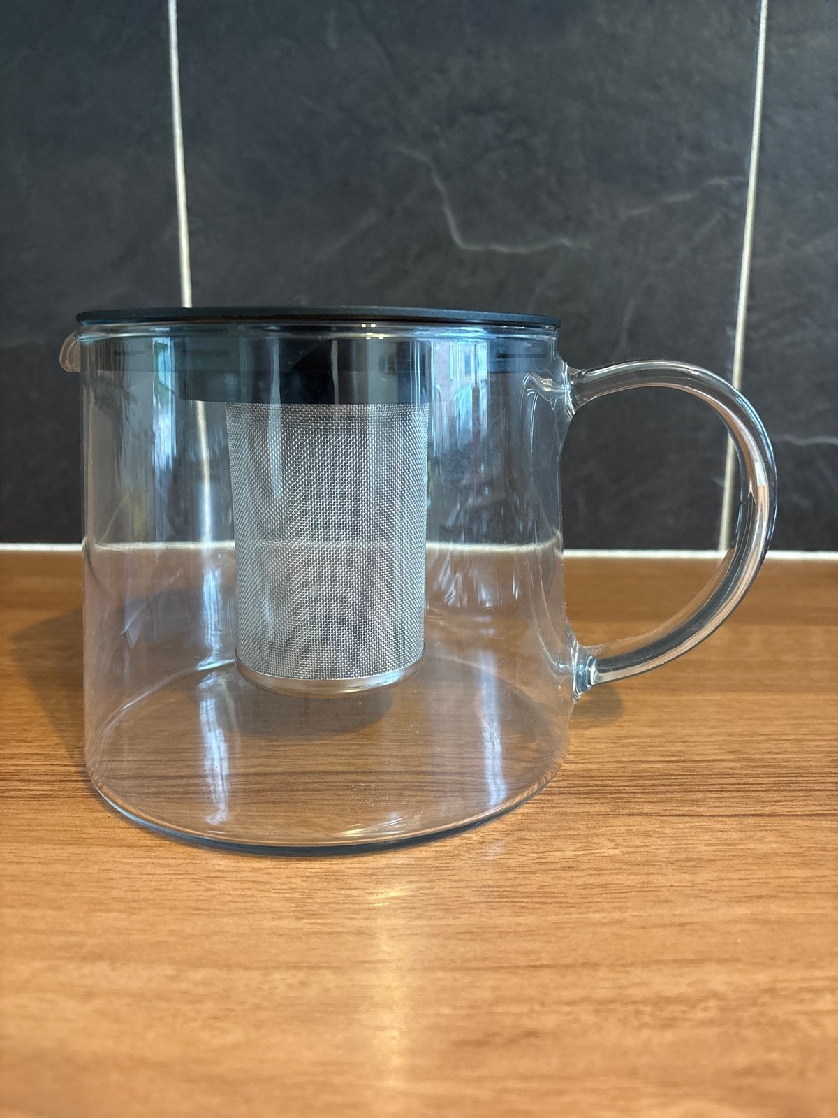 Glazen theepot met theezeef - Zo goed als nieuw, Glas, Zo goed als nieuw, Zwart, Overige merken