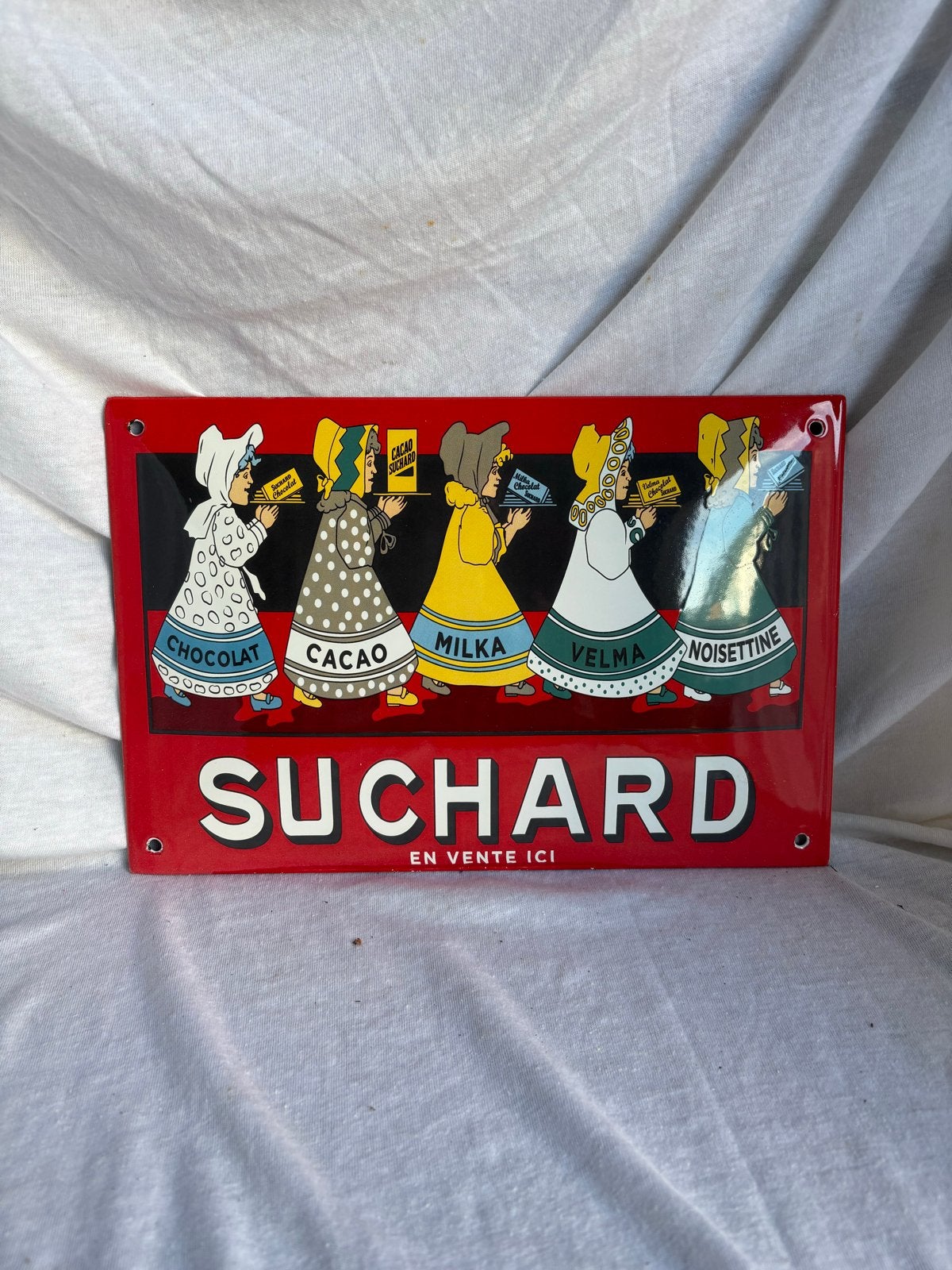 Suchard Chocolat Emaille Reclamebord - Kleurrijk Zwitsers, Ophalen of Verzenden