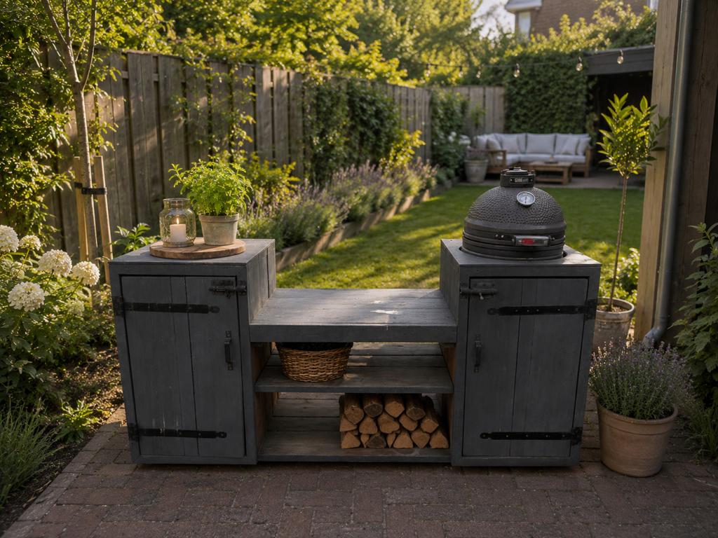 Buitenkeuken inclusief Grill Guru Compact, Ophalen, Gebruikt, Houtskool