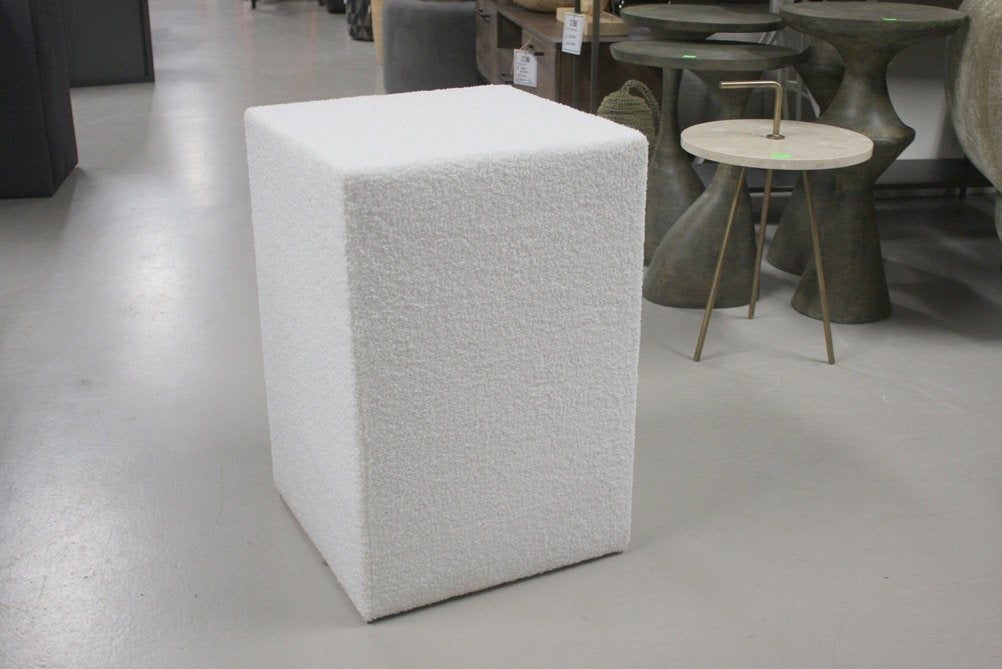2 x vierkante poef hocker nachtkastje stof teddy Boucle