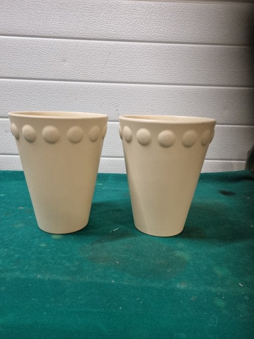 bloempotten creme met bolletjes rand, Ophalen of Verzenden, 'T Olde Gre-j, Info@toldegrej.nl, Endepoelstraat 20f Didam