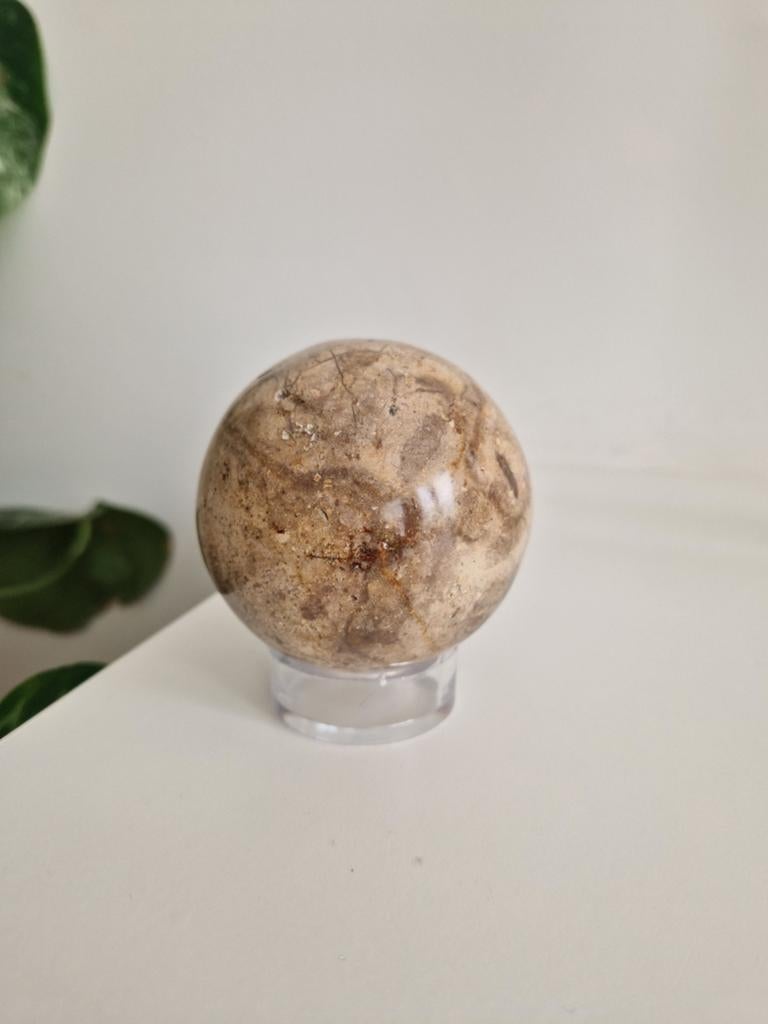 Edelsteen bol bruin beige steen aragoniet, Ophalen of Verzenden