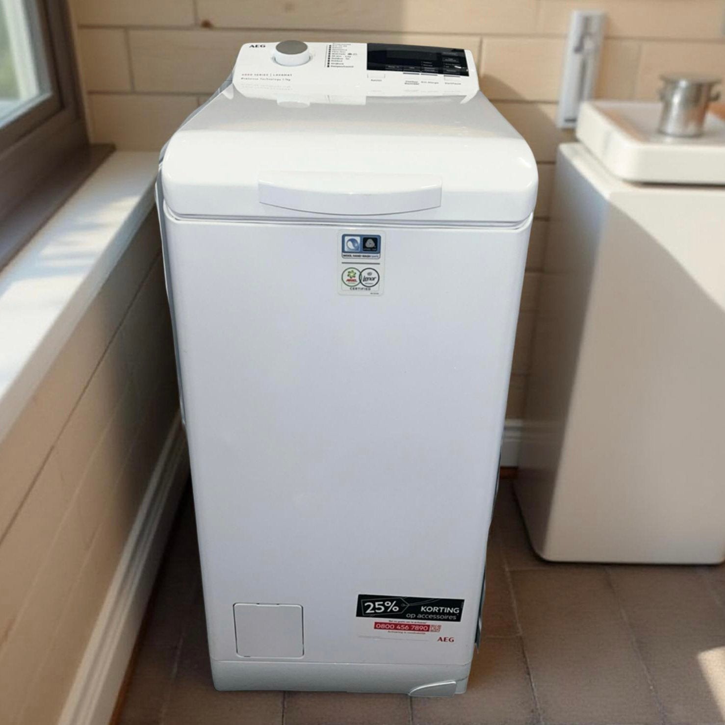 Wasmachine Smal 40cm AEG TimeSave ProSense Bovenlader, Witgoed en Apparatuur, Wasmachines, Ophalen, 85 tot 90 cm, 1200 tot 1600 toeren