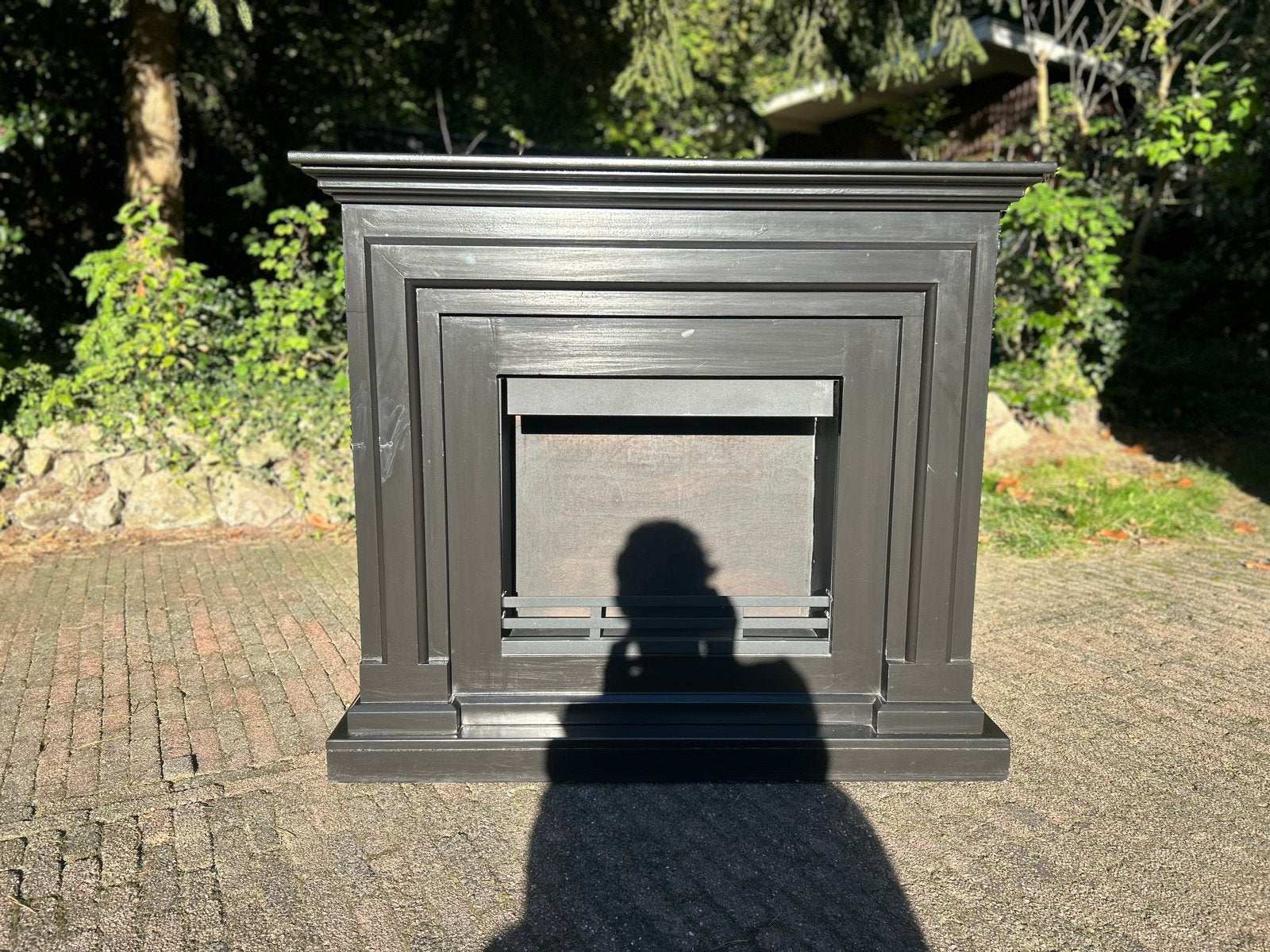 Zwarte haardombouw, decoratieve schouw, Ophalen, Gebruikt, Vrijstaande haard, Overige soorten