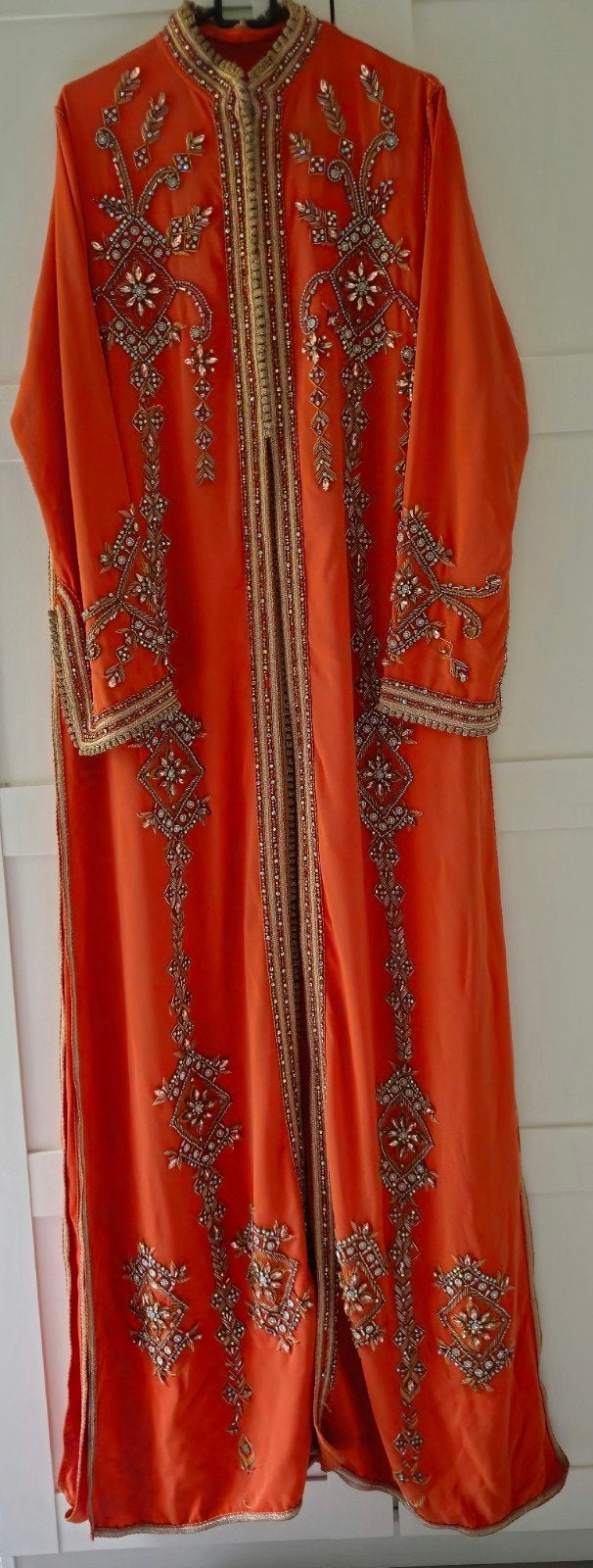Oranje takchita met Gedetailleerd Borduurwerk en Kralen, Overige typen, Maat 42/44 (L), Oranje, Ophalen of Verzenden