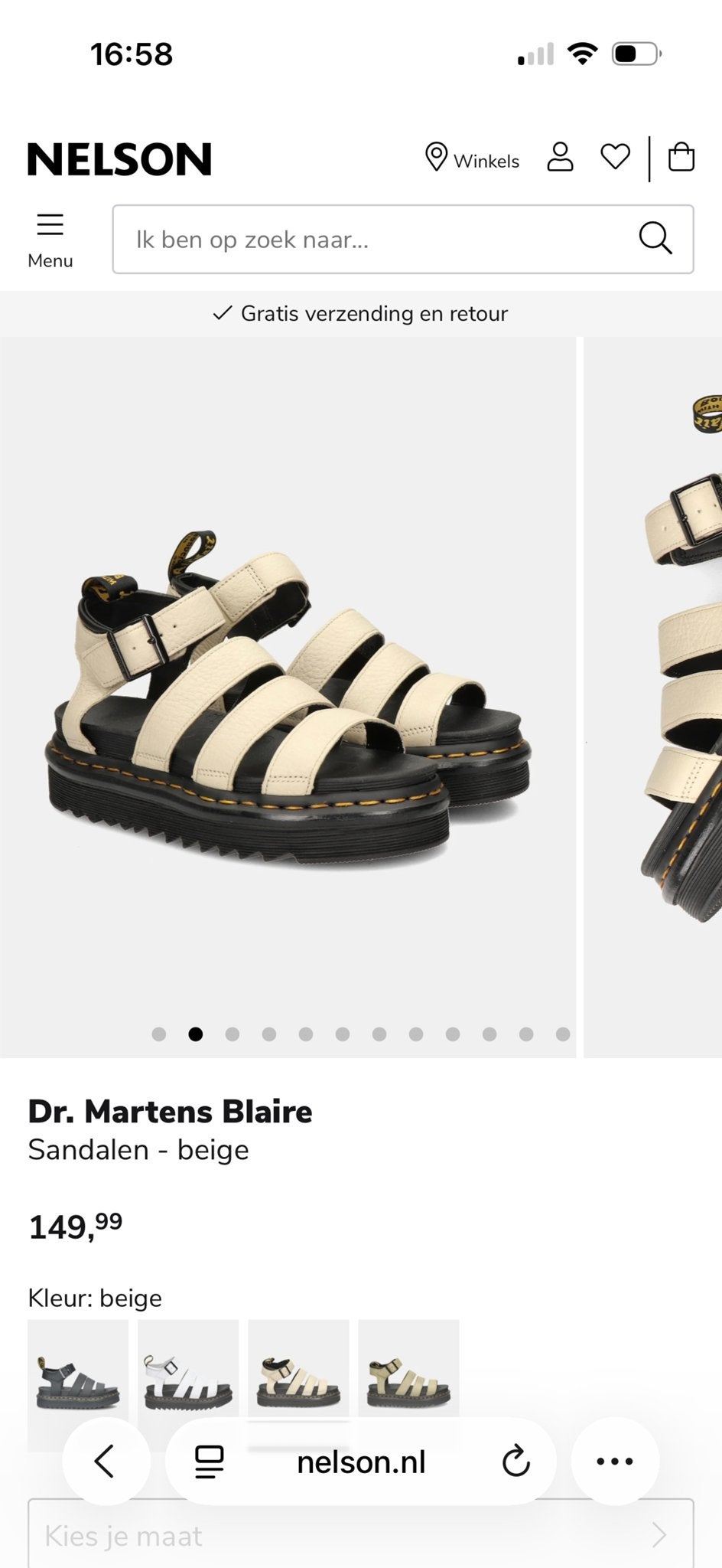 Dr. Martens Blaire Sandalen - Beige naturel maat 39, Kleding | Dames, Schoenen, Ophalen of Verzenden, Zo goed als nieuw, Beige