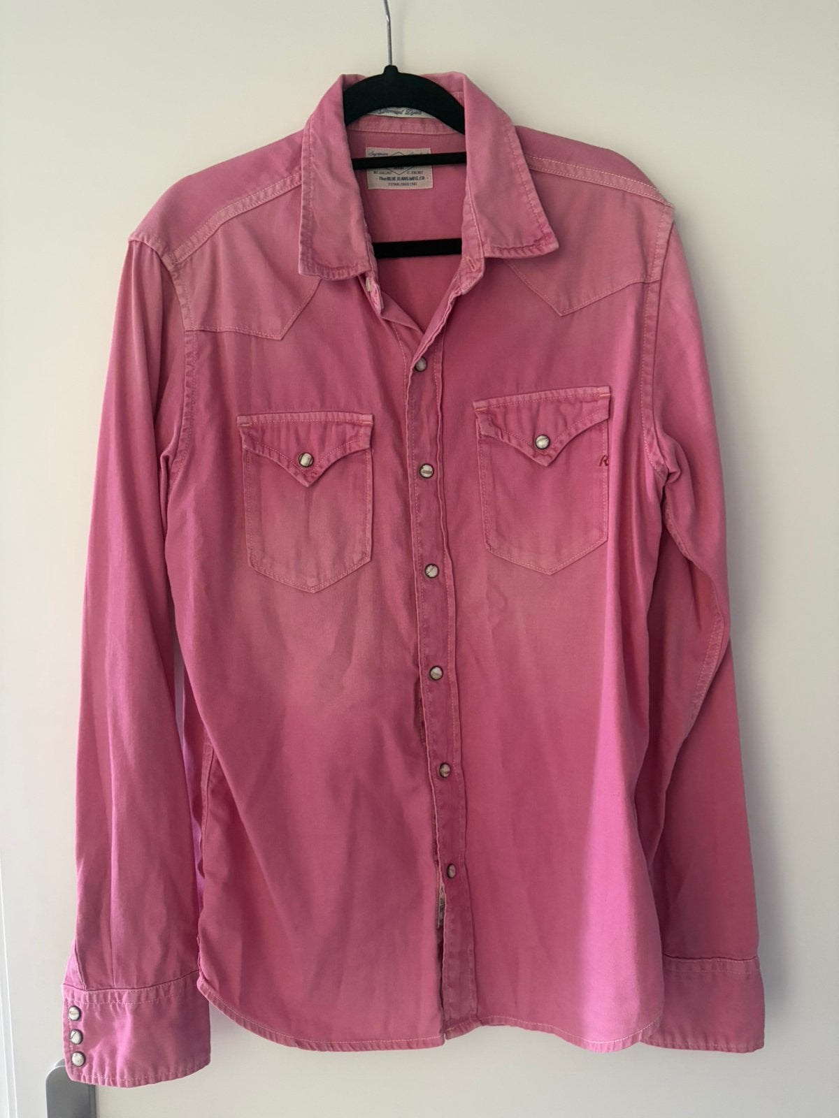 Replay Blouse Jeans Roze mt M, Kleding | Heren, Overhemden, Ophalen of Verzenden, Zo goed als nieuw, Roze, Halswijdte 39/40 (M)