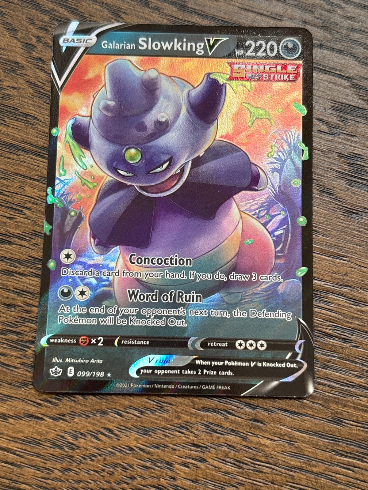 Galarian Slowking V Pokémon Kaart - 099/198, Ophalen of Verzenden, Zo goed als nieuw, Losse kaart, Foil