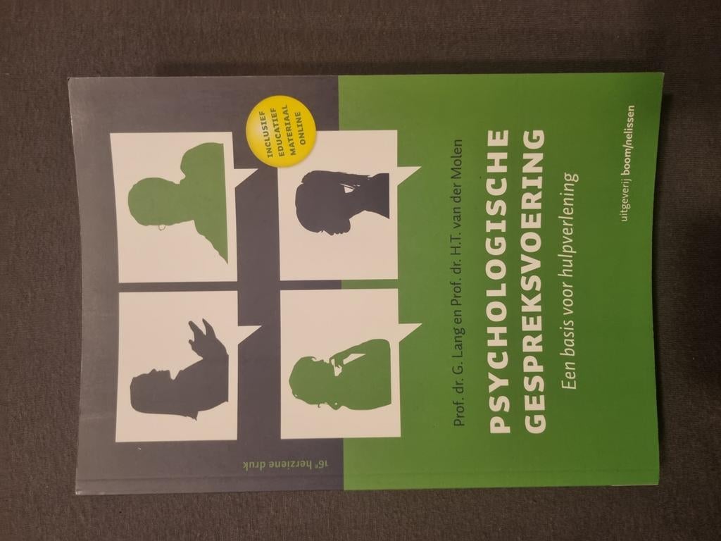 Psychologische Gespreksvoering, Boeken, Studieboeken en Cursussen, Zo goed als nieuw, Prof. dr. G. Lang en Prof. dr. H.T. van der Molen