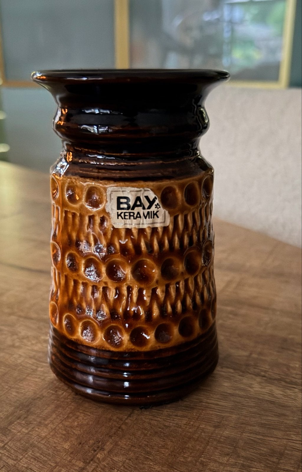Vintage Bay Keramik vaas - Bruin, West-Duits aardewerk, Ophalen
