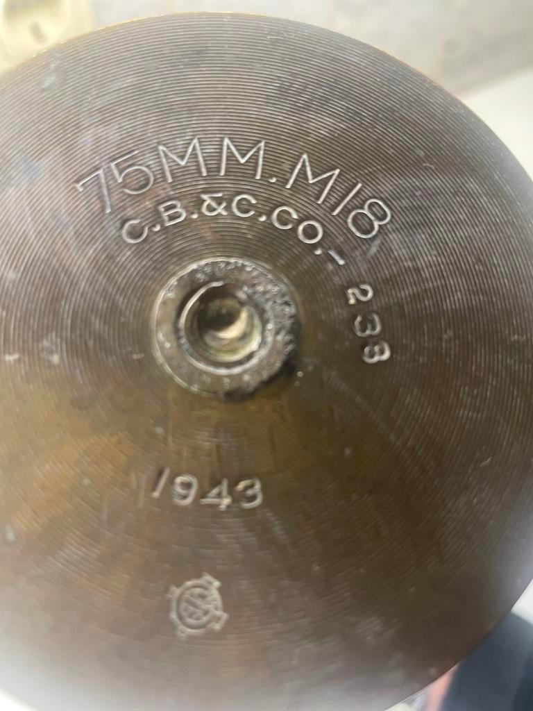 Koperen Granaathuls 75MM M18 C.B.&C.CO. 1943 - 35cm, Ophalen of Verzenden, Zo goed als nieuw