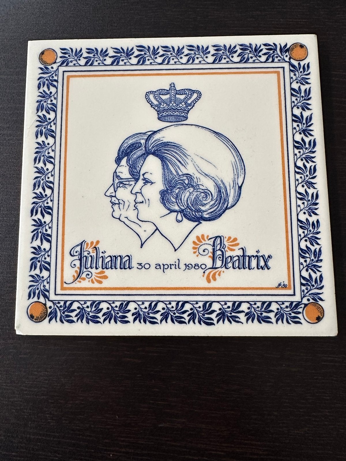 Tegel Juliana Beatrix 30 april 1980, Ophalen of Verzenden