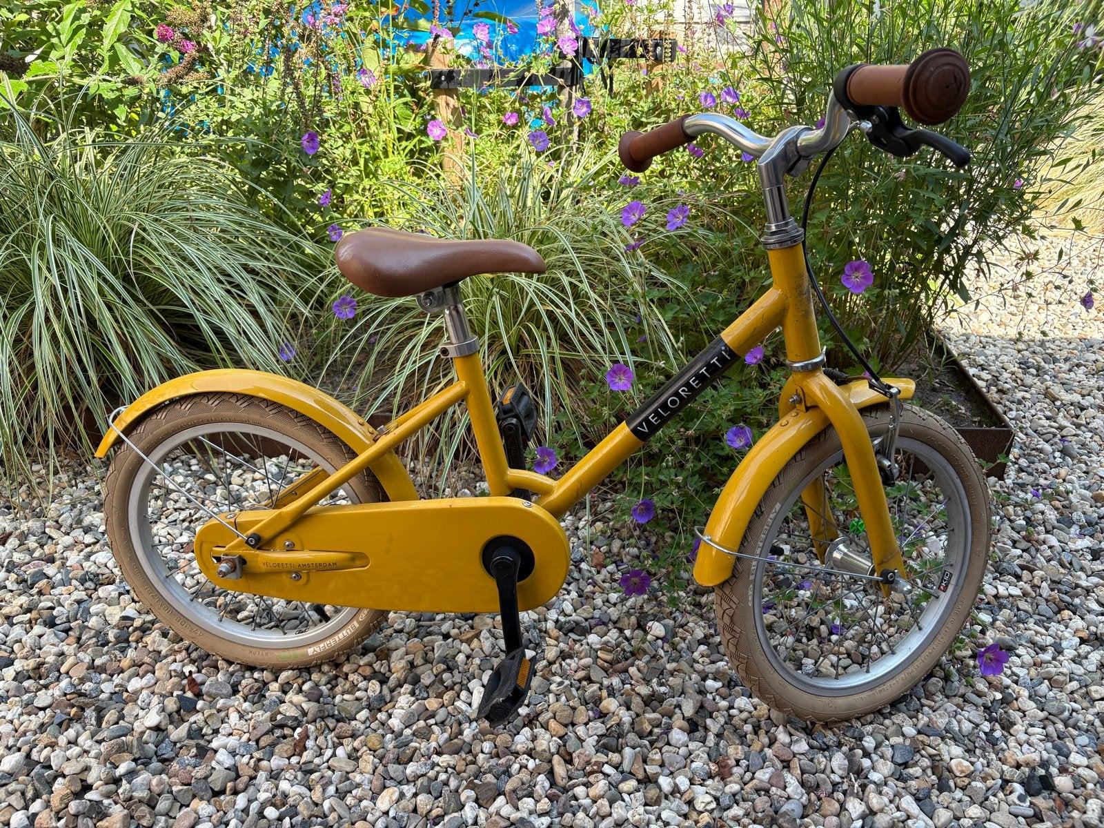 Veloretti kinderfiets 16 inch - Geel, Ophalen, Gebruikt, Velgrem, 16 tot 20 inch