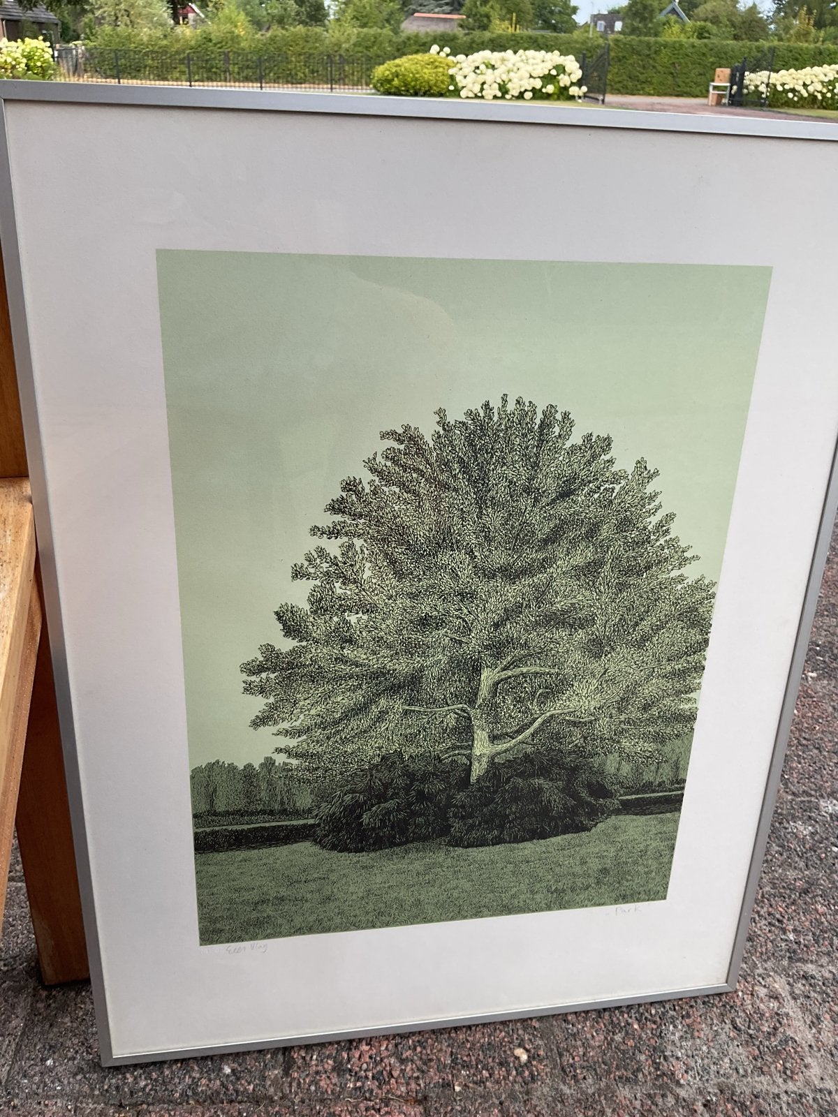 Ahold - Park - Zeefdruk - Gesigneerd en gedateerd 1987, Antiek en Kunst, Kunst | Tekeningen en Foto's, Ophalen of Verzenden, Zeefdruk