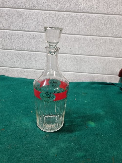 karaf glas met goud rode band, Ophalen of Verzenden, 'T Olde Gre-j, Info@toldegrej.nl, Endepoelstraat 20f Didam
