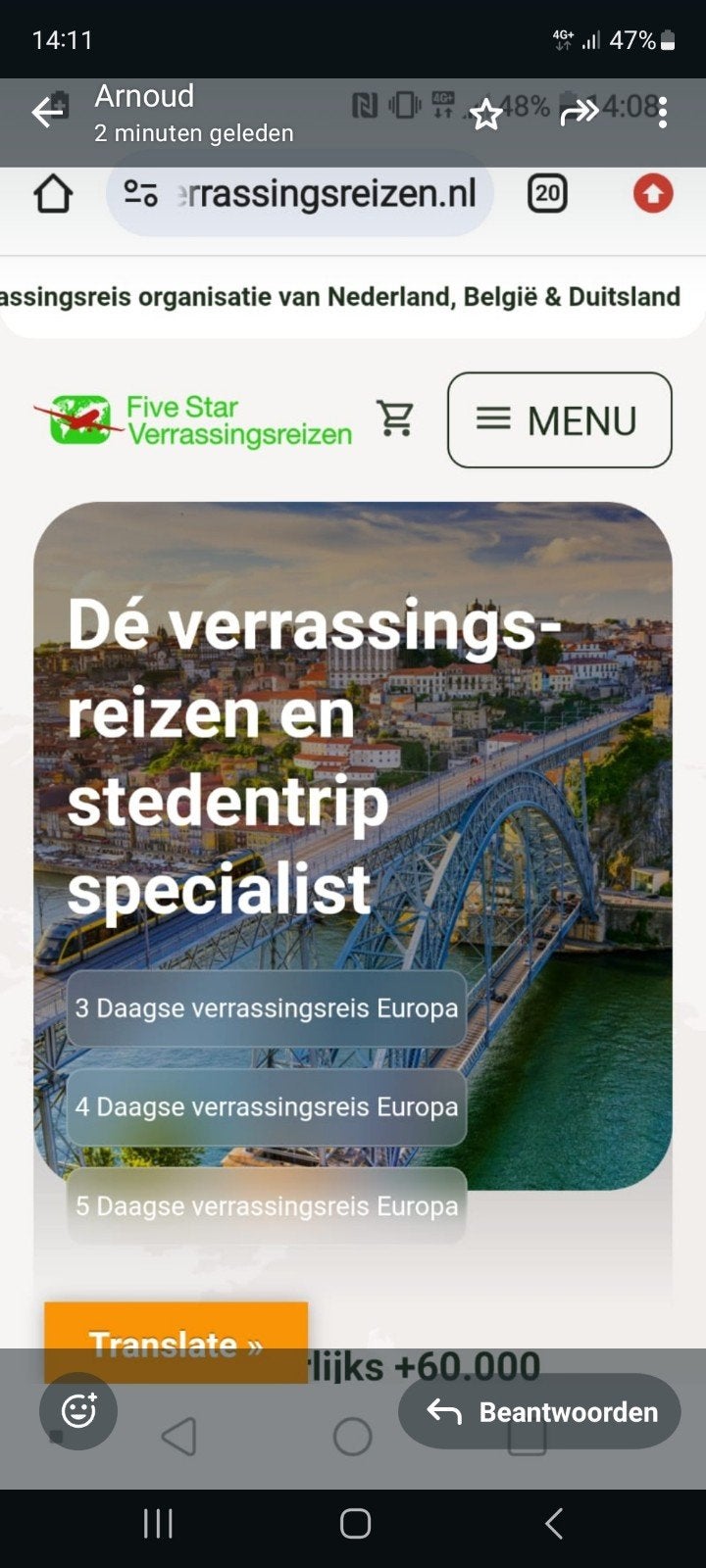 Twee vliegtickets van five-star-verrassingsreizen, Tickets en Kaartjes, Twee personen, Vliegtuig, Met bestemming of datum
