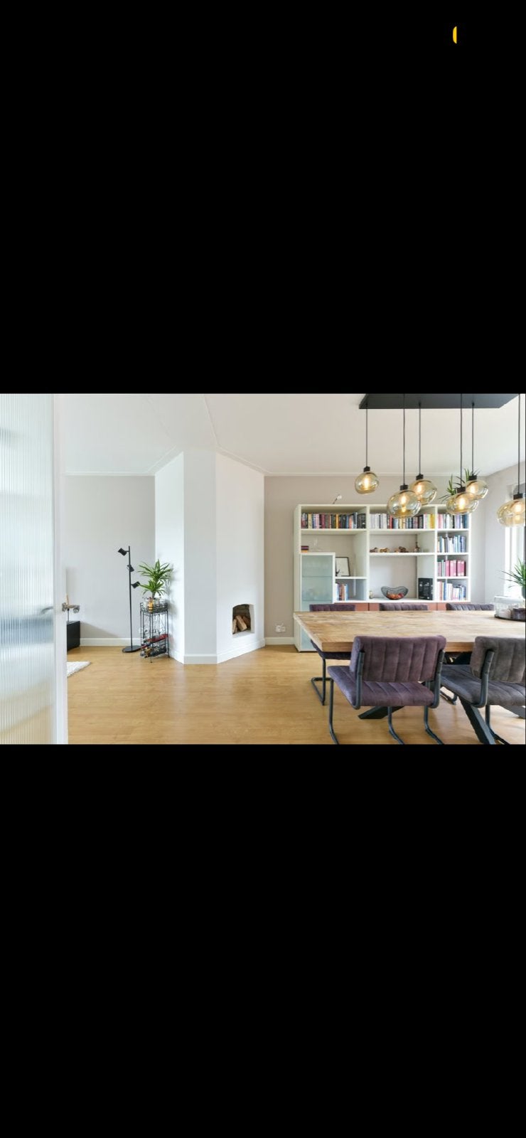 Grote hanglamp met 6 bollen, dimbaar en in hoogte verstelbaa, Ophalen, Gebruikt, Glas, E27 (groot)