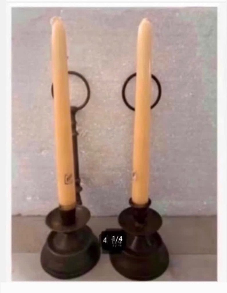 2 x Brocante koperen kandelaren, kunnen ook hangen, Brons of Koper, Ophalen of Verzenden, Zo goed als nieuw, X