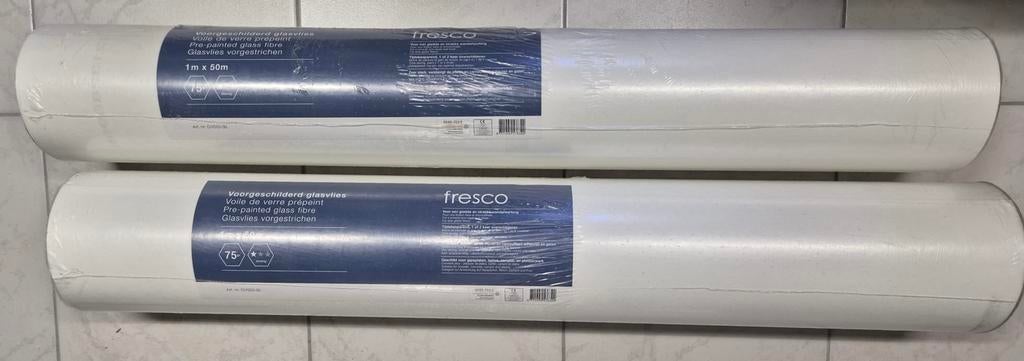 Voorgeschilderd glasvlies behang 2 NIEUWE rollen, Ophalen, Minder dan 10 m², Wit