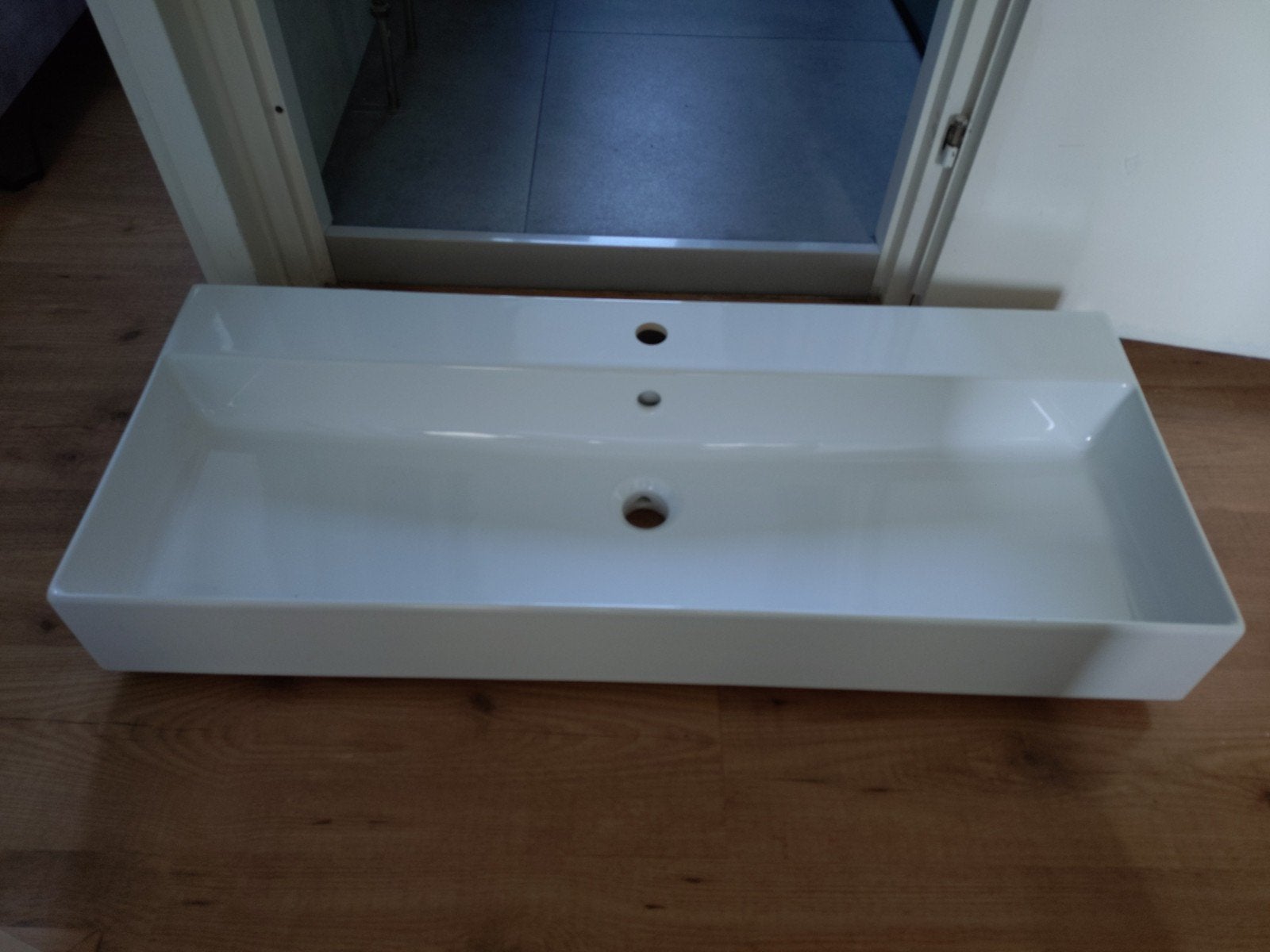 Lavabo Slim Square 100x40cm Wastafel - Z.g.a.n., Ophalen, 100 tot 150 cm, Zo goed als nieuw, Wasbak of Wastafel