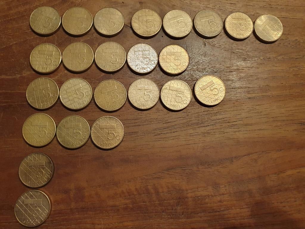 24x 5 Gulden munten, 120 gulden bij elkaar!, Ophalen of Verzenden, Koningin Beatrix, 5 gulden