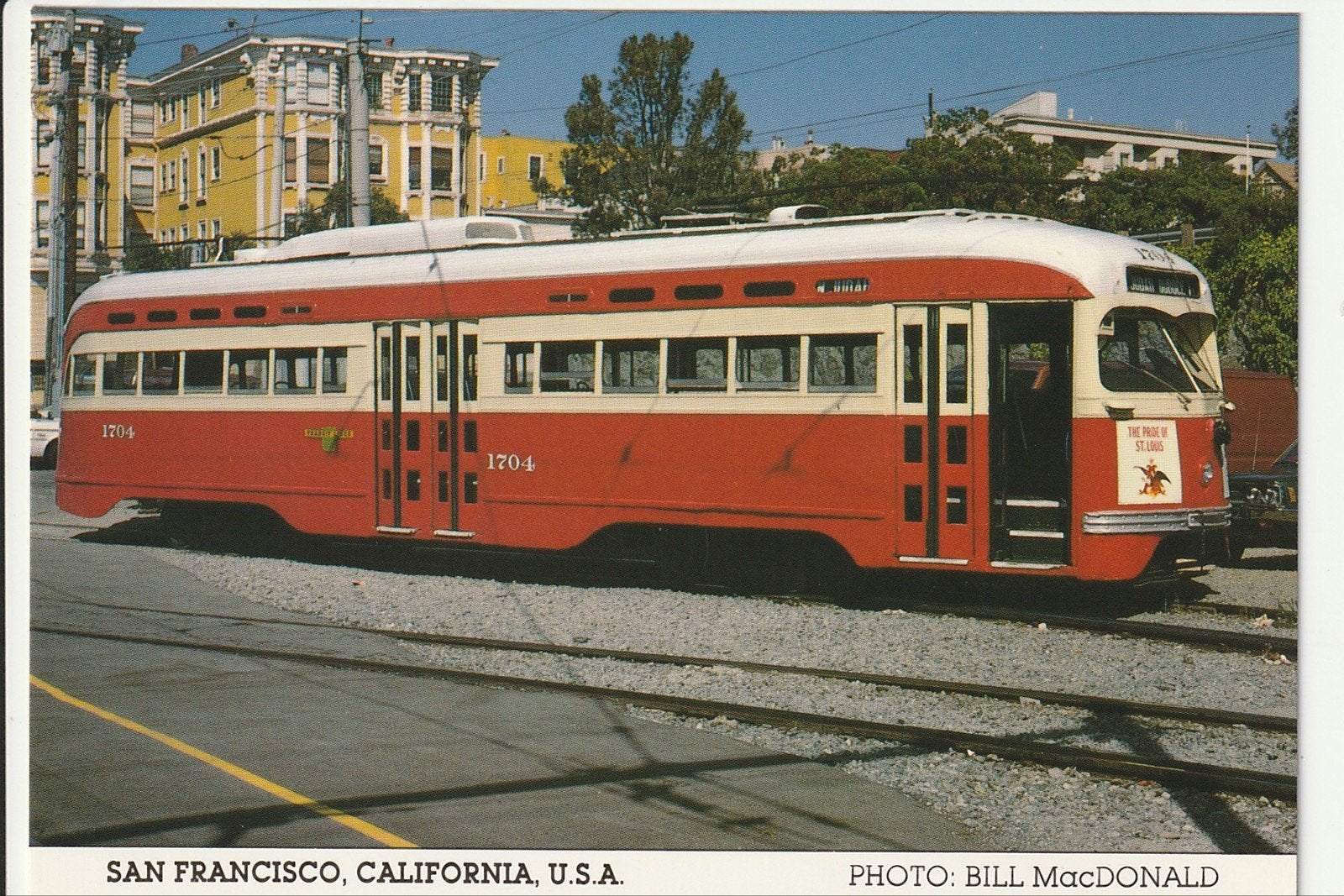 SAN FRANCISCO CALIFORNIA USA ST LOUIS PCC STADSTRAM SEPT '85, Ophalen of Verzenden, Nieuw, Tram, Kaart of Prent