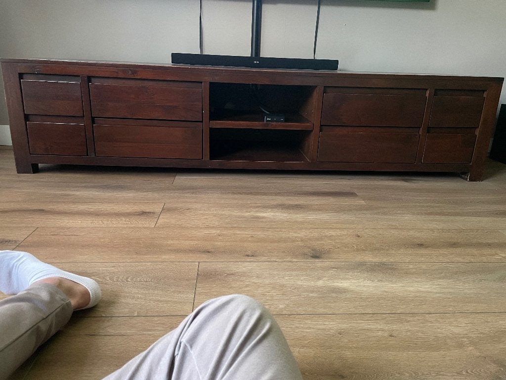 Tv kast hardhout, Huis en Inrichting, Ophalen, Gebruikt, 200 cm of meer, Minder dan 100 cm