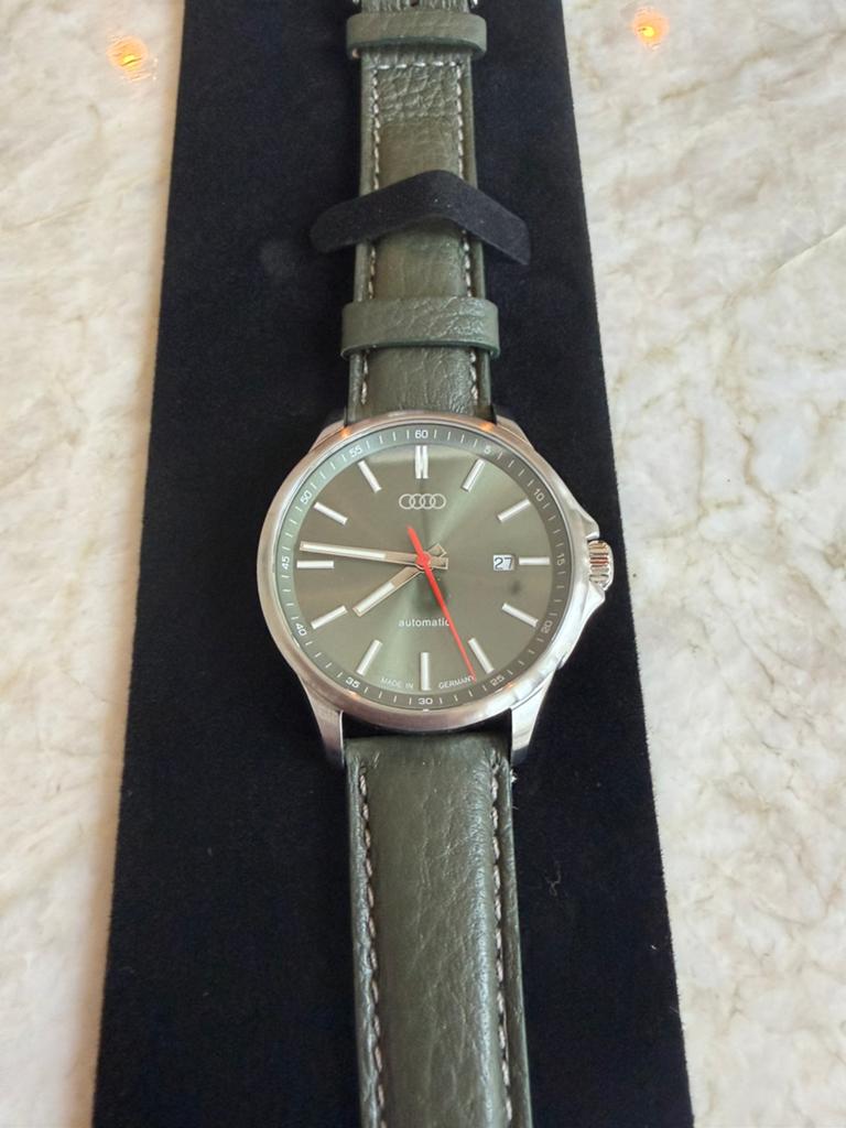 Audi automatisch horloge (zilver/grijsgroen), Ophalen, Nieuw, Staal, Overige merken