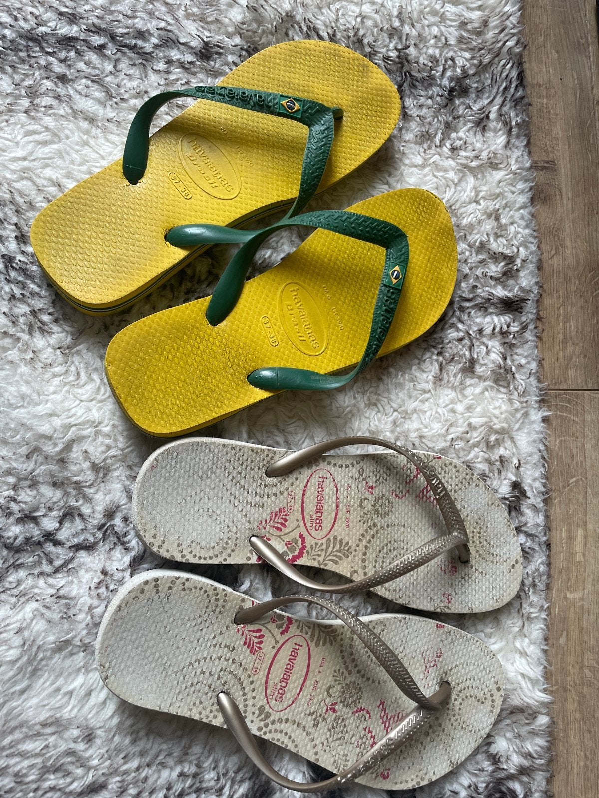 Havaianas slippers, 2 paar, maat 37-38, Ophalen, Gedragen, Geel, Slippers