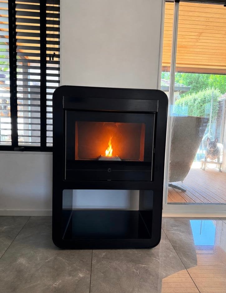 Thermorossi Cuba 12 pelletkachel - Zwart, 10.7 kw, Huis en Inrichting, Kachels, Ophalen, Gebruikt, Overige brandstoffen, Pelletkachel