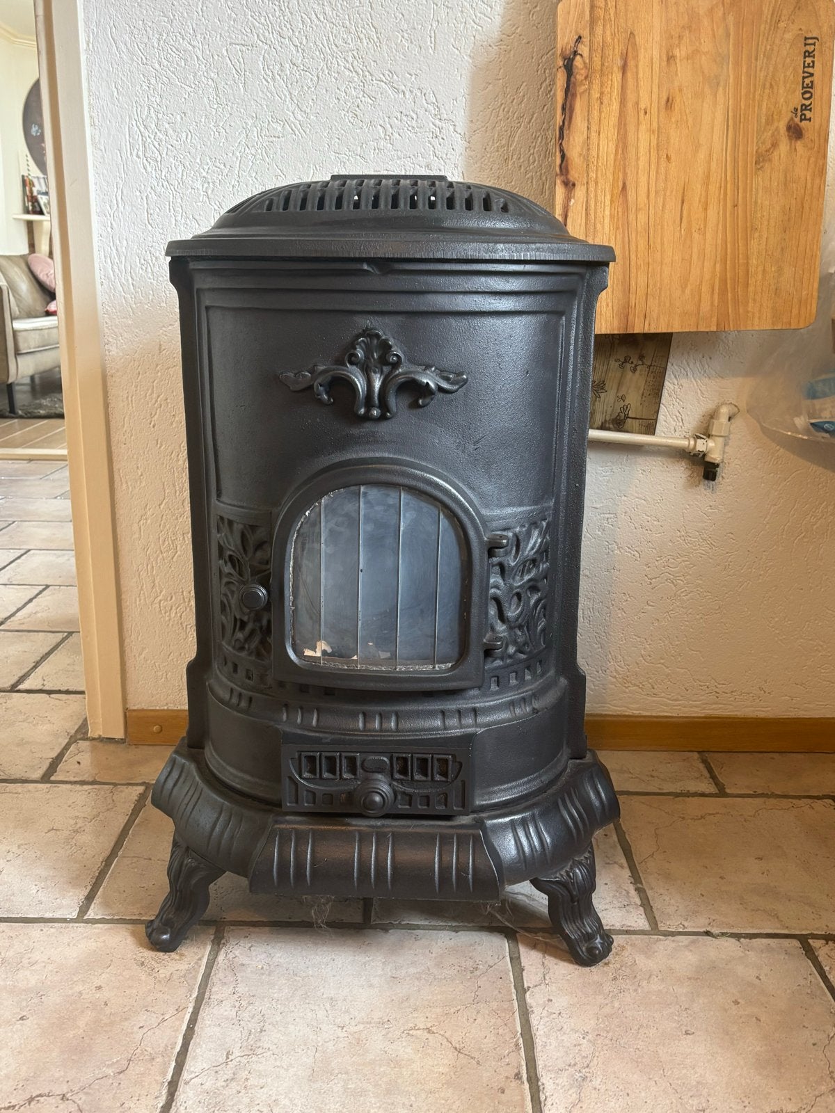 Gietijzeren Gaskachel - T.e.a.b., Huis en Inrichting, Kachels, Gebruikt, Gas, Ophalen of Verzenden, Vrijstaand