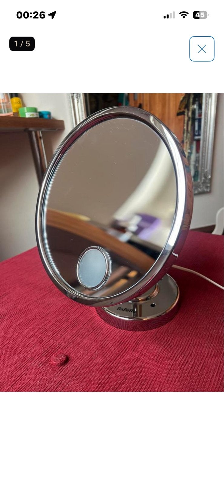 Babyliss make-up spiegel met verlichting, Minder dan 50 cm, Gebruikt, Rond, Ophalen of Verzenden